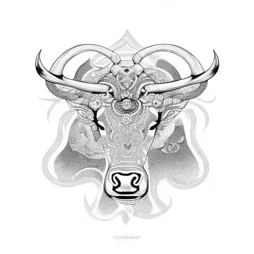 An Intricate Mandala Design Featuring A Taurus Bull At The Center