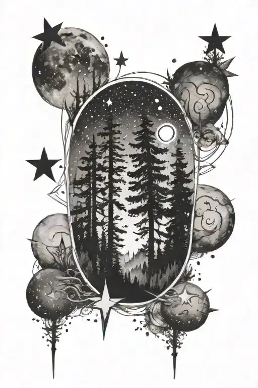 Forrest And Galaxy Filled With Stars