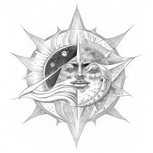 8 Stars With Sun And Moon Space Theme