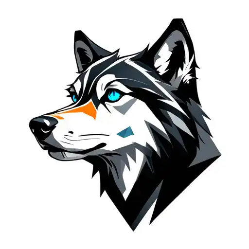 Minimalist Wolf Blue Eyes With Geometric Design Incorporating