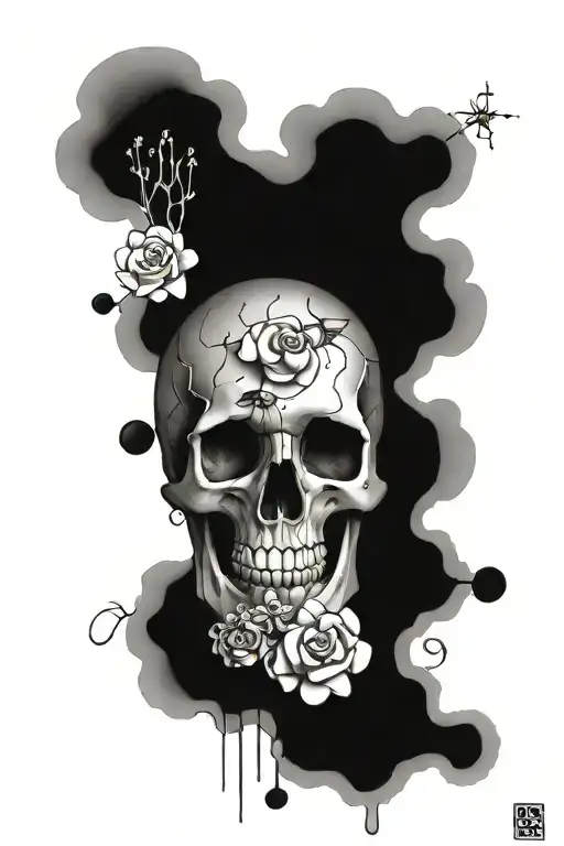 Oxytocin Chemical Formula And Eight Flowers And A Skull