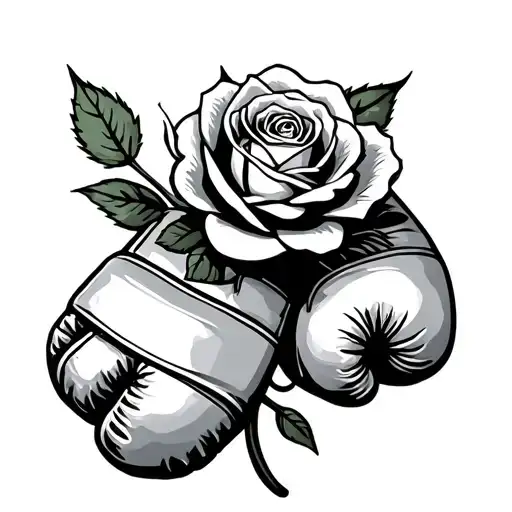 Boxing Gloves With Thorny Rose Growing Out Of The Gloves