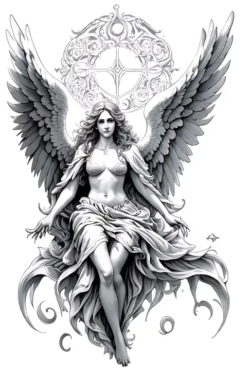 Angel With Wings In Style