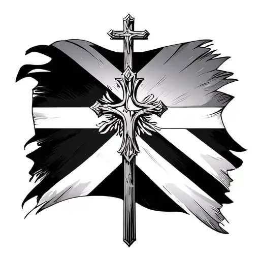 Christian Cross Combined With Macedonia Flag