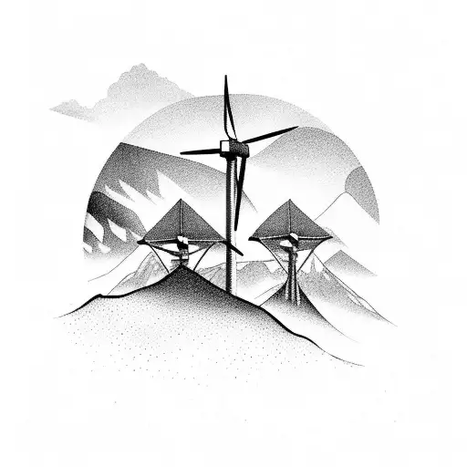 Mountain Scene Wind Turbines