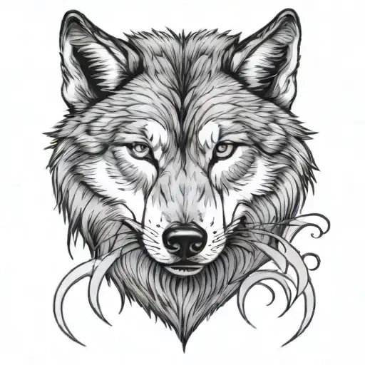 Wolf Face Half Peaceful Half Angry