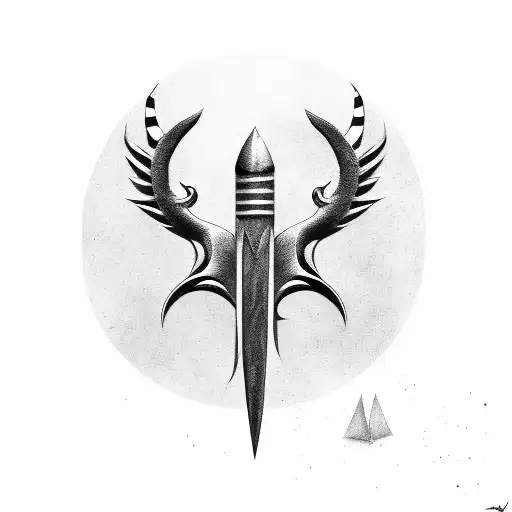 Trident With Bat Wings