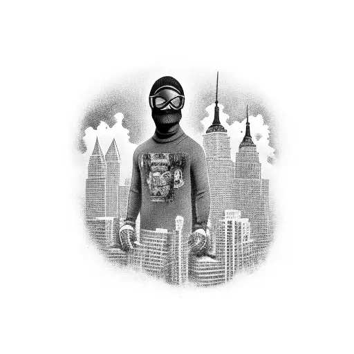 Ski Mask Men In The Mid With Buildings Of New Yorkon The Upper Side And A Car In The Lower Side