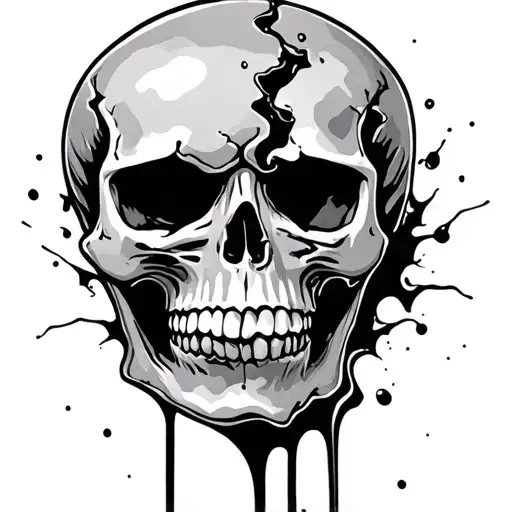 Half Skull With Rips Tearing