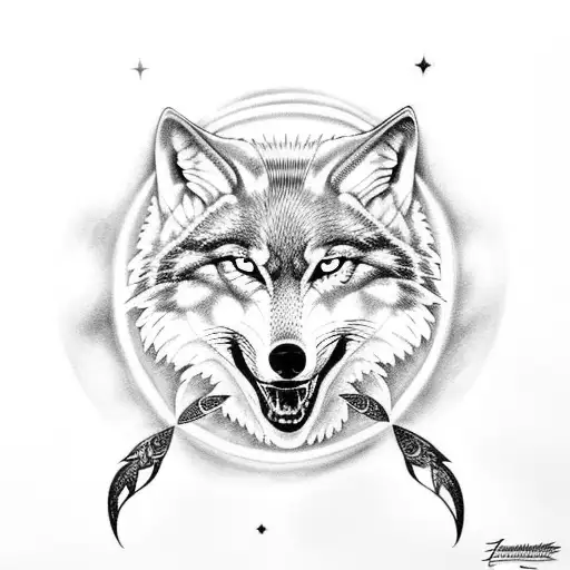 Tattoo Of A Wolf Transforming Into A Metallic Creature Under A Full Moon