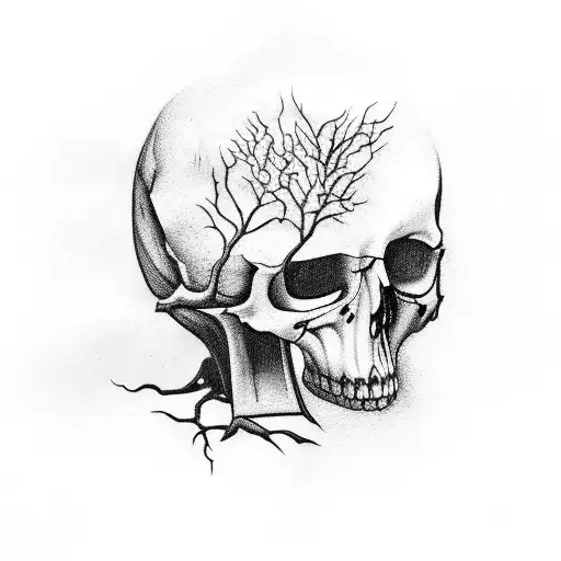Raven And Tree And Skull