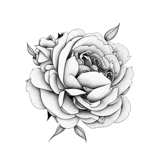 Trailing Off Shoulder With 2 Peonies And 1 Rose