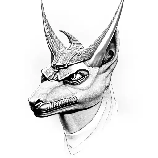 Armoured Anubis Bust With Ankh