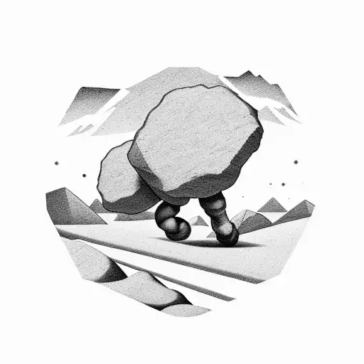 Sisyphus Push The Rock Up The Mountain