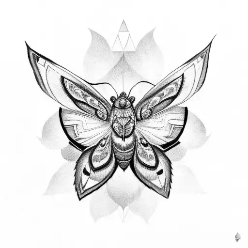 Black And White Moth And Mandala