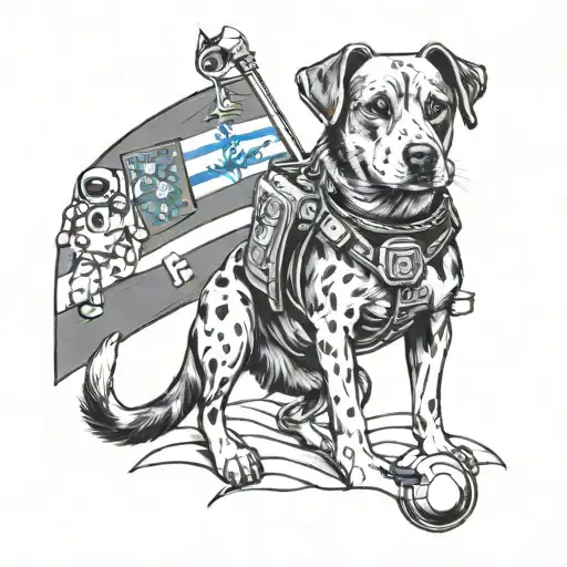 Belgium And Quebec Flag Merging With A Dog And Astronaut Motif