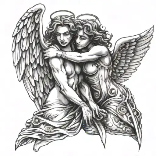 Angel And Evil Hug