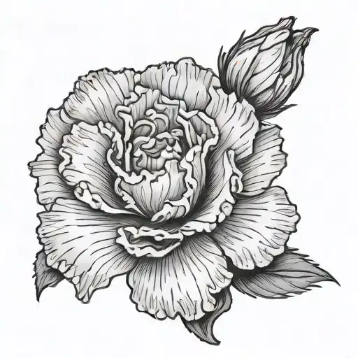 Carnation Flower Tattoo Design Black And White