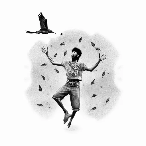 A Stick Figure Representation Of The Band Three Little Birds Performing On Stage