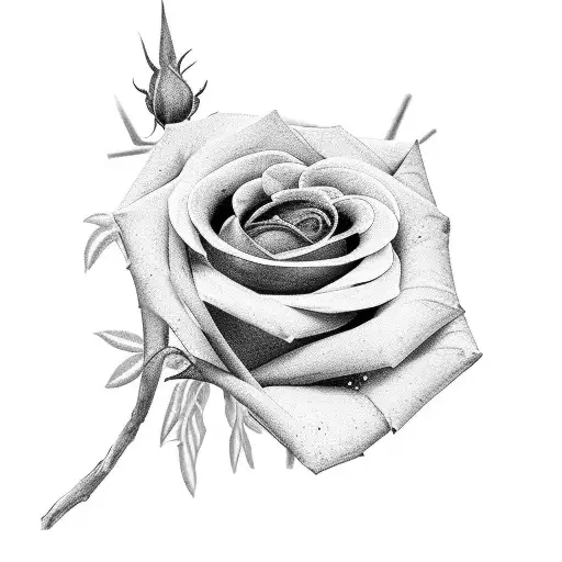 Black And Grey Rose With The Name Rosemary