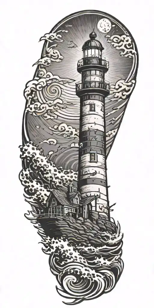 Lighthouse With Stormy Seas