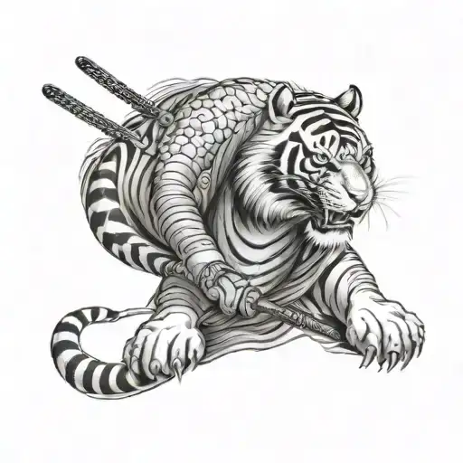 A Tiger As A Samurai Warrior