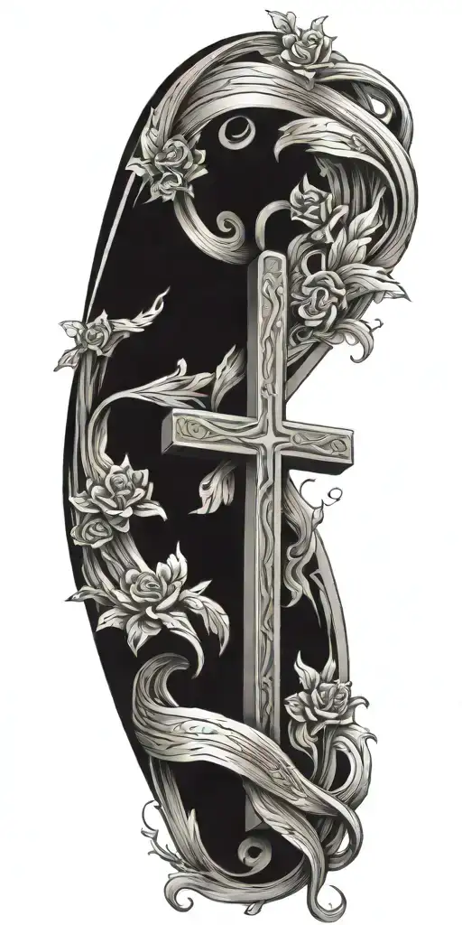 Bibke Scripture Verses Flowing Around A Cross