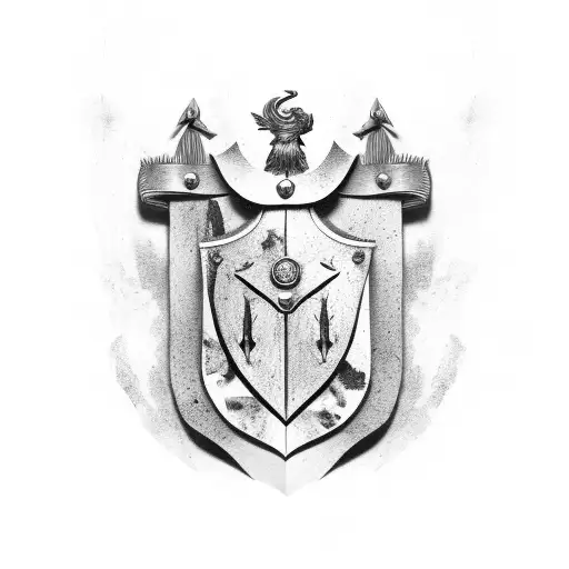 Crest With English Broad Sword With Stone Background