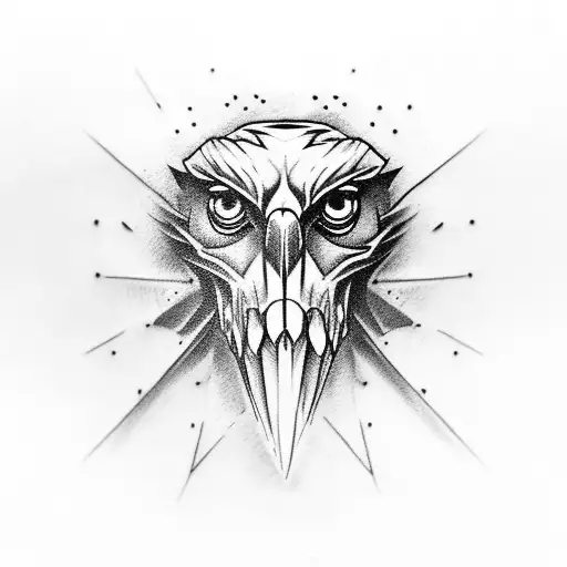 Eagle Head On A Human Skull