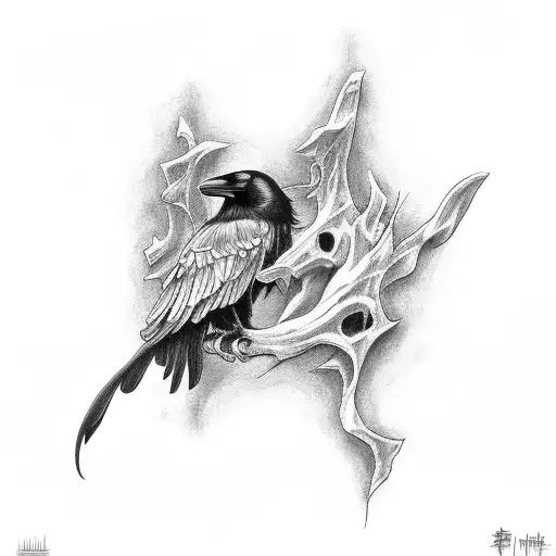 Crow With Hidden Grim Reaper