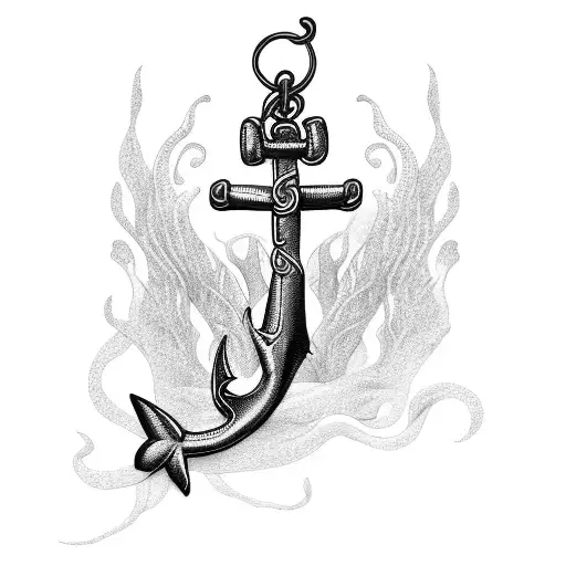 Sexy Mermaid With Decorated Anchor