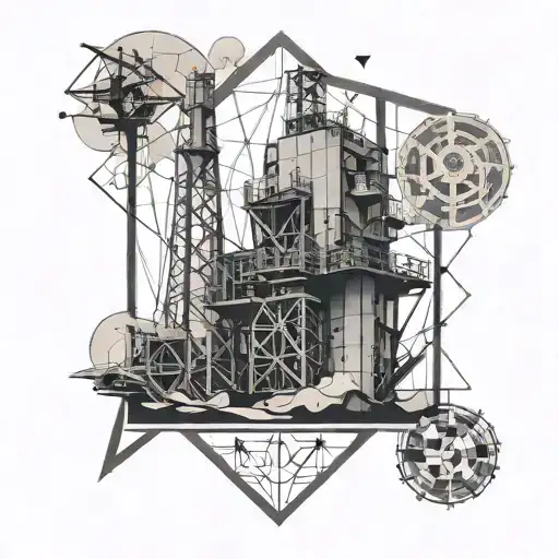 A Geometric Pattern Inspired By Oil Rig Structures With The Word 'Simon' Hidden Within