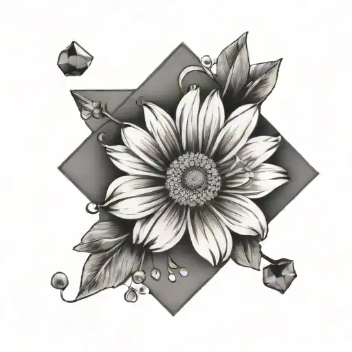 A Diamond Stone With A Daisy In The Middle