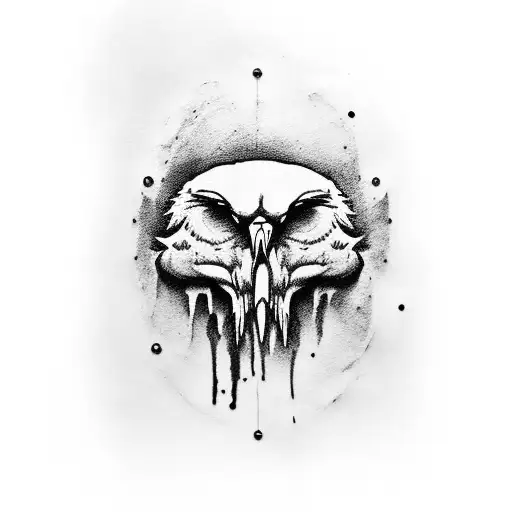 Eagle Head On Top Of A Human Skull