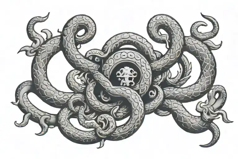 Trishul With Roots And Snake