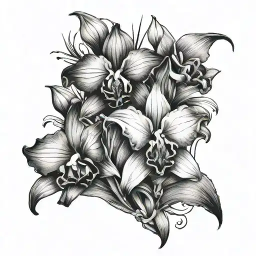 Bunch Orchid Lily Violet Flower And Gladiolus