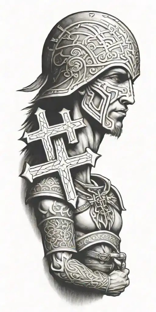 Warrior Of God With Cross And Bible Scripture