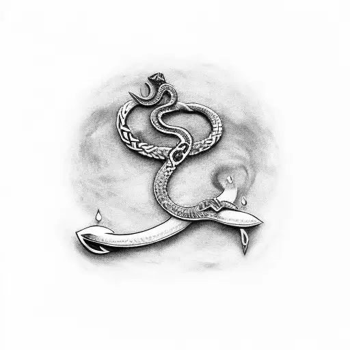 Celtic Style Dagger With A Snake Wrapped Around It