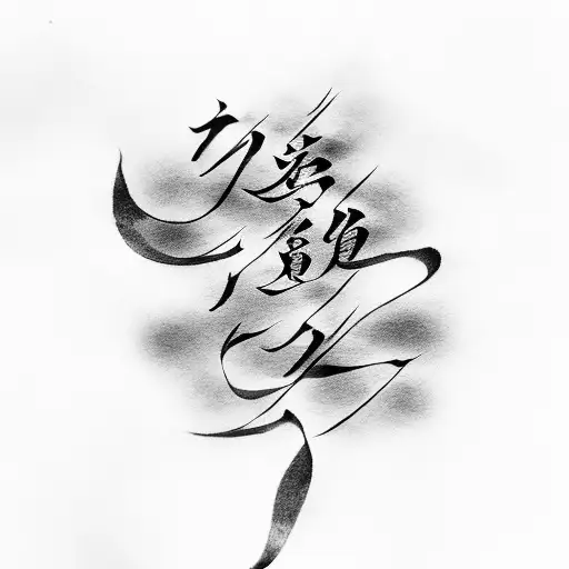 Asian Calligraphy Of A Meaningful Word Or Phrase