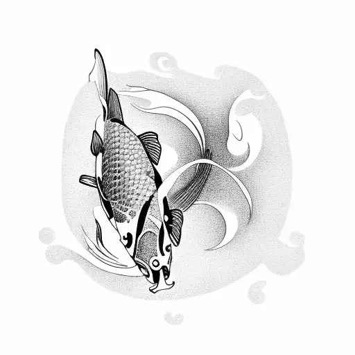 Koi Fish With Topography Lines For Scales