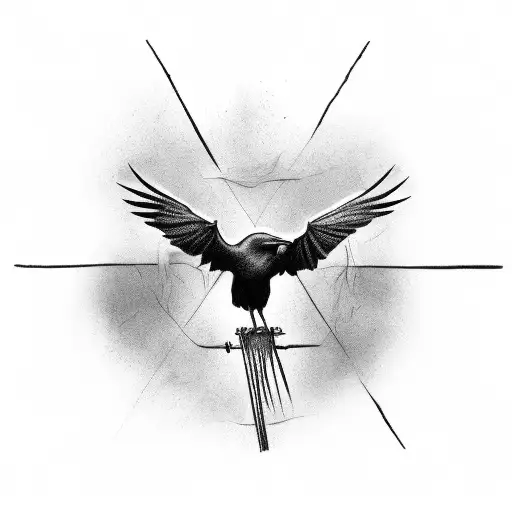 A Raven Standing On A Cross