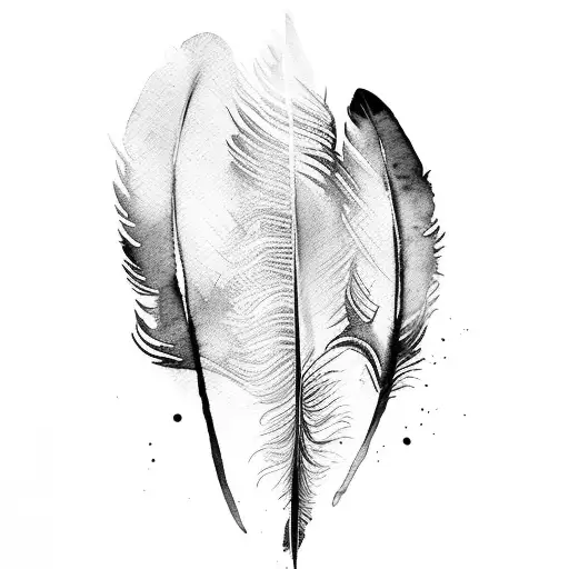 Abstract Watercolor Brush Strokes Forming A Feather Silhouette