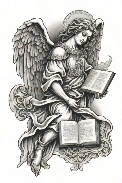 Guardian Angel Holding A Bible Verse