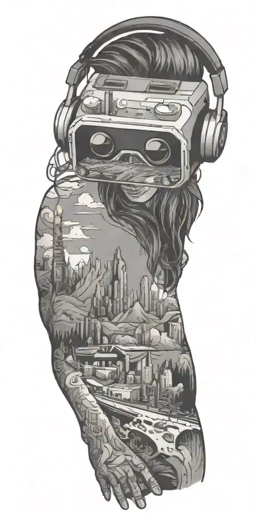 A Gamer Immersed In A Virtual Reality World With Stunning Views Of California