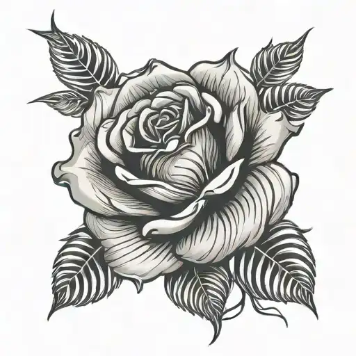 Black Rose On Zebra Stripes Background