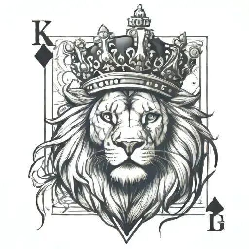 Diamond King Card With A Lion Wearing A Crown