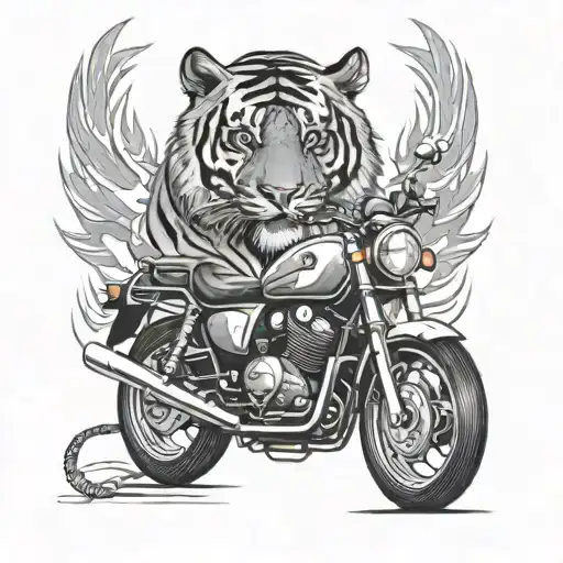 Motorbike Mirrored Behind Tiger Head
