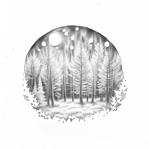 A Moonlit Forest Scene With Emo-inspired Trees And A Hidden Halloween Pumpkin