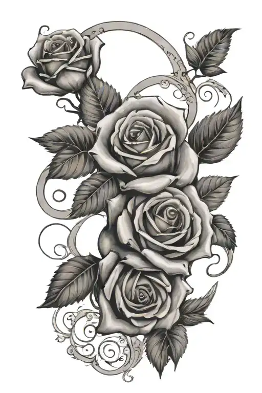 Victor And Jeremiah Name On Scroll With Roses Intertwined