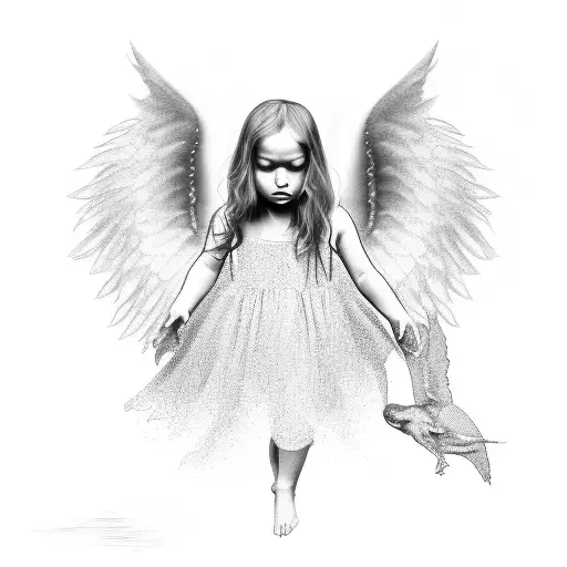 Angel Looking At Water With A Demon Reflection